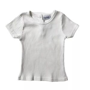 Nicole Miller New York 4T White Ribbed Toddler Girl Shirt Button Short Sleeve